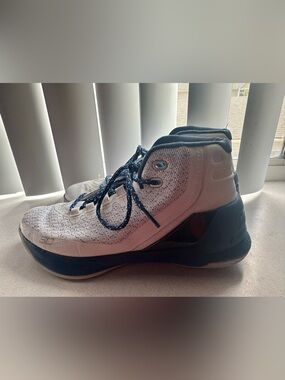 Boy’s Athletic High-Top Sneakers in White and Navy